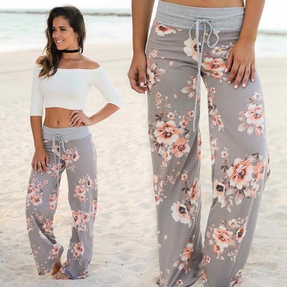 Super Comfy! Gray Floral Lounge Pants - Picture 2 of 5